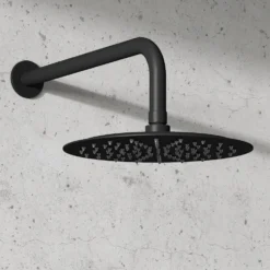 Harbour Clarity Round Shower Head with Wall Arm - Matt Black