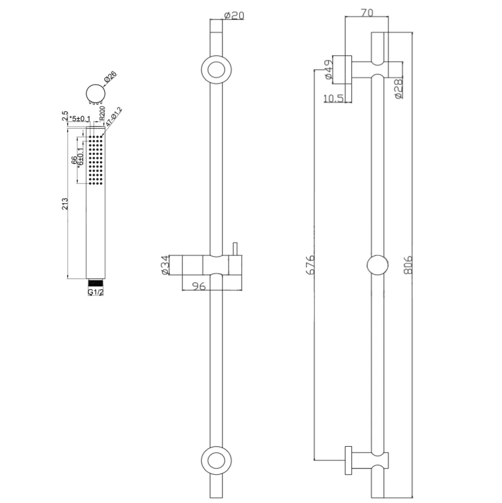 Harbour Clarity Shower Slider Rail Kit