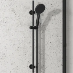 Harbour Clarity Slide Rail Shower Kit with Round Shower Handset & Hose - Matt Black