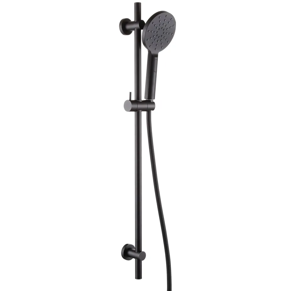 Harbour Clarity Slide Rail Shower Kit with Round Shower Handset & Hose - Matt Black