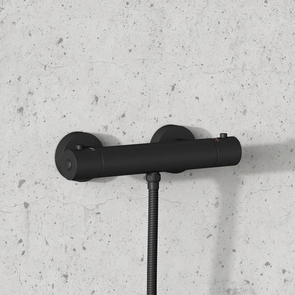 Harbour Clarity Thermostatic Bar Shower Valve - Matt Black