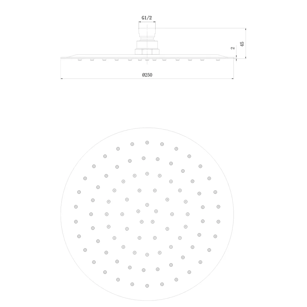 Harbour Clarity Ultra Slim Round Shower Head - 250mm