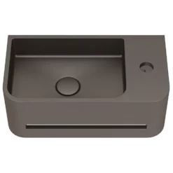 Harbour Concrete 430mm Cloakroom Wall Hung Curved Basin - Anthracite Grey