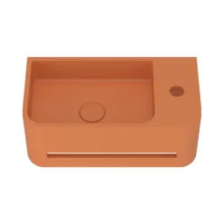 Harbour Concrete 430mm Cloakroom Wall Hung Curved Basin - Burnt Orange