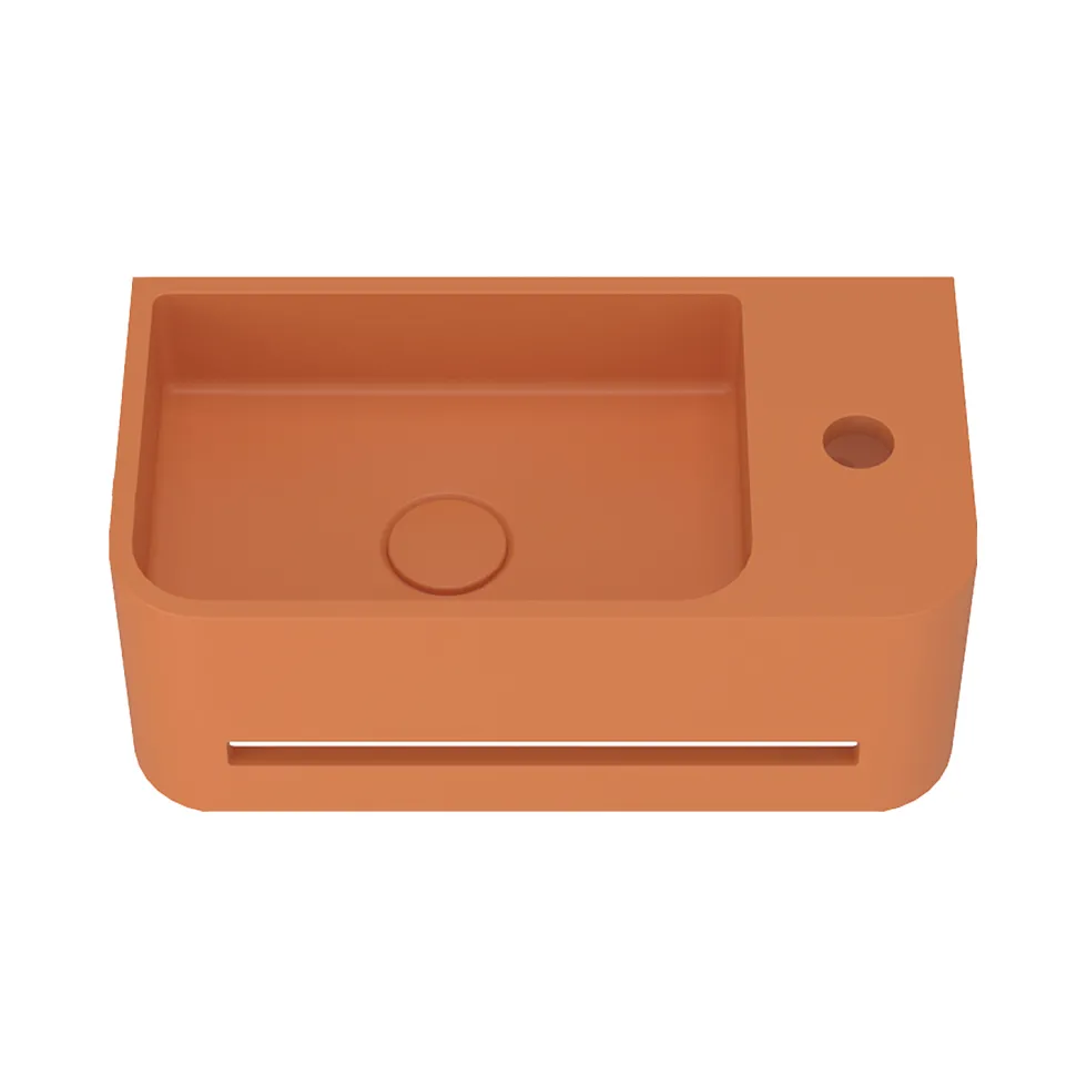 Harbour Concrete 430mm Cloakroom Wall Hung Curved Basin - Burnt Orange