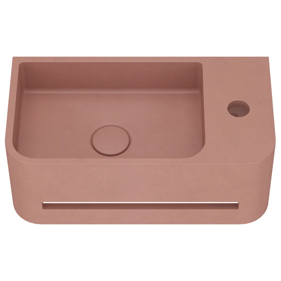 Harbour Concrete 430mm Cloakroom Wall Hung Curved Basin - Dusky Pink