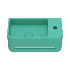 Harbour Concrete 430mm Cloakroom Wall Hung Curved Basin - Seafoam Green