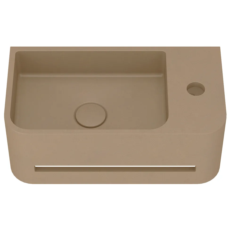 Harbour Concrete 430mm Cloakroom Wall Hung Curved Basin - Warm Clay