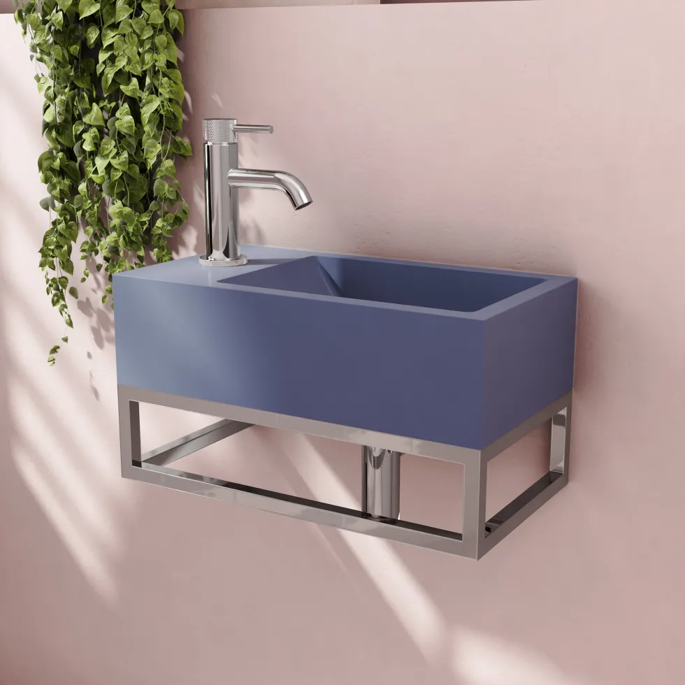 Harbour Concrete 400mm Cloakroom Wall Hung Purple Basin & Frame
