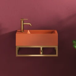 Harbour Concrete 400mm Cloakroom Wall Hung Red Basin & Frame