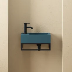 Harbour Concrete 400mm Cloakroom Wall Hung Teal Basin & Frame