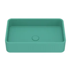 Harbour Concrete 520mm Fluted Rectangular Countertop Basin - Seafoam Green