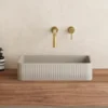 Harbour Concrete 520mm Fluted Rectangular Countertop Basin - Warm Grey