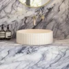 Harbour Concrete 400mm Fluted Round Countertop Bowl - Arctic White