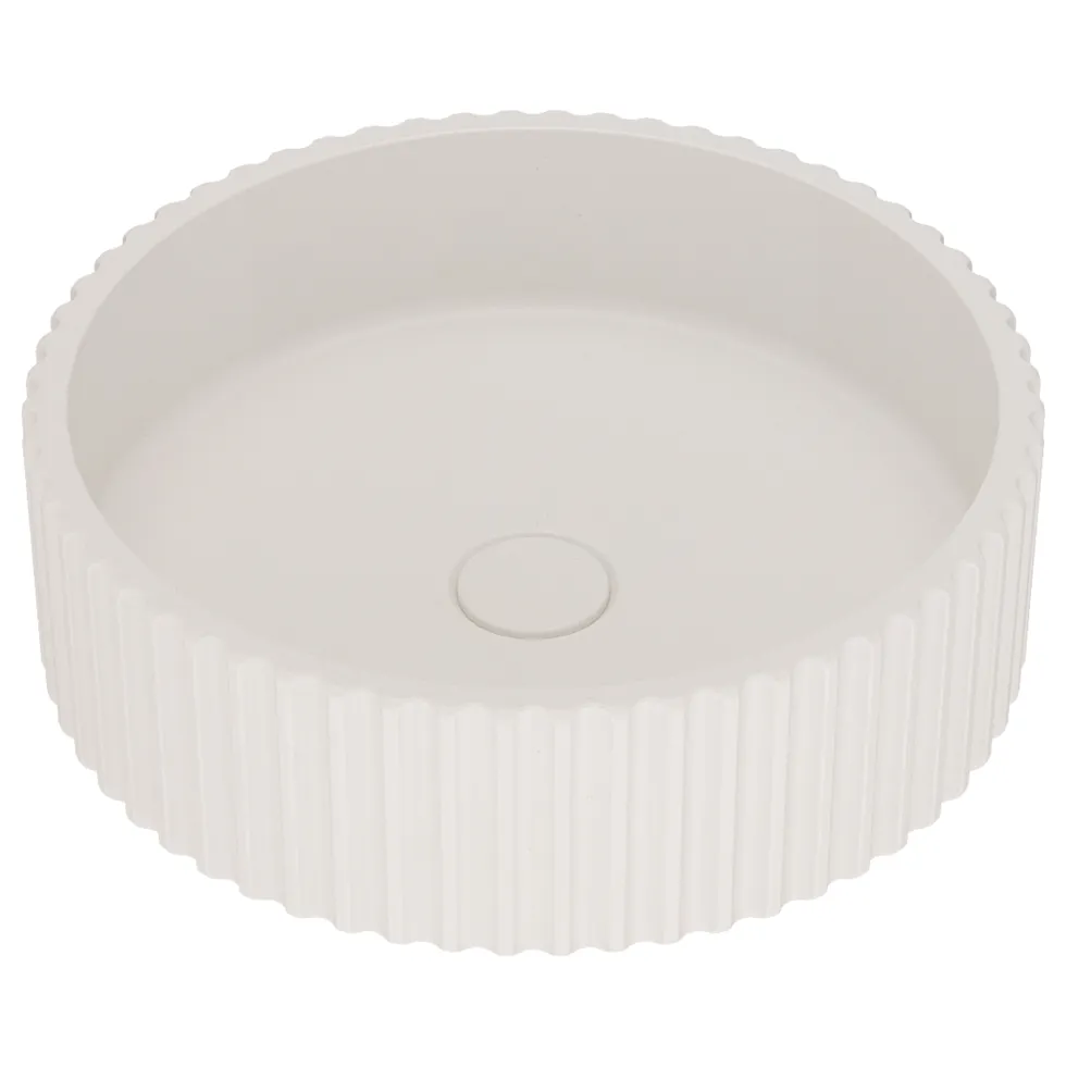Harbour Concrete 400mm Fluted Round Countertop Bowl - Arctic White