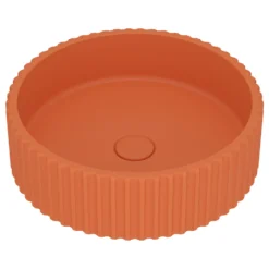 Harbour Concrete 400mm Fluted Round Countertop Bowl - Burnt Orange