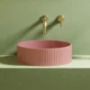 Harbour Concrete 400mm Fluted Round Countertop Bowl - Dusky Pink