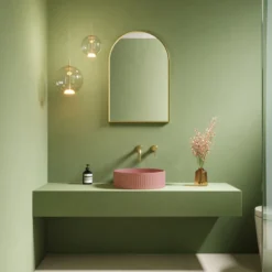 Harbour Concrete 400mm Fluted Round Countertop Bowl - Dusky Pink