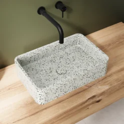 Harbour Concrete 500mm Rectangular Countertop Basin - Natural Terrazzo