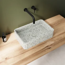 Harbour Concrete 500mm Rectangular Countertop Basin - Natural Terrazzo