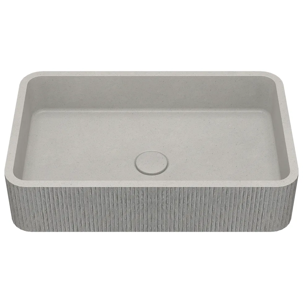 Harbour Concrete 520mm Rectangular Textured Countertop Basin - Pearl Grey