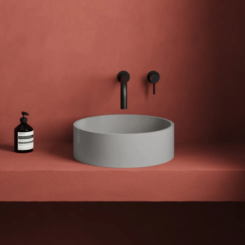 Harbour Concrete 390mm Round Countertop Basin - Concrete Grey