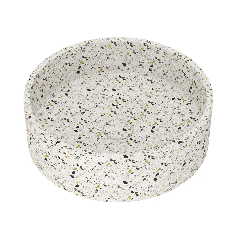Harbour Concrete 390mm Round Countertop Basin - Natural Terrazzo
