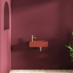 Harbour Concrete 400mm Wall Hung Cloakroom Basin - Brick Red