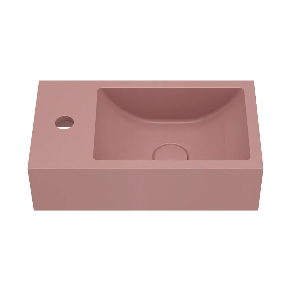 Harbour Concrete 400mm Wall Hung Cloakroom Basin - Dusky Pink