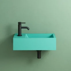 Harbour Concrete 400mm Wall Hung Cloakroom Basin - Seafoam Green