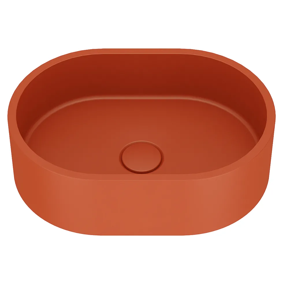 Harbour Concrete Small 400mm Oval Basin - Brick Red