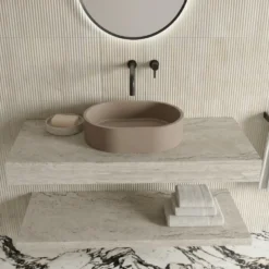 Harbour Concrete Small 400mm Oval Basin - Warm Clay