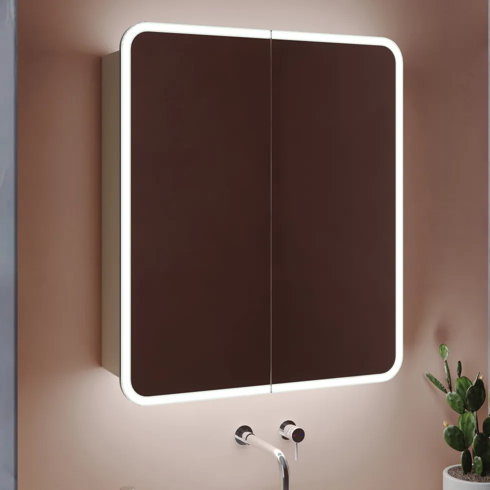 Harbour Design LED Mirrored Cabinet with Demister Pad & Shaver Socket - 600 x 700mm