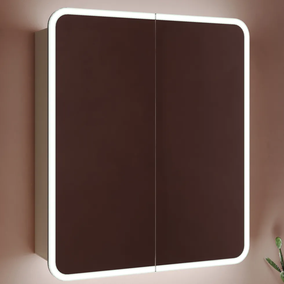 Harbour Design LED Mirrored Cabinet with Demister Pad & Shaver Socket - 600 x 700mm
