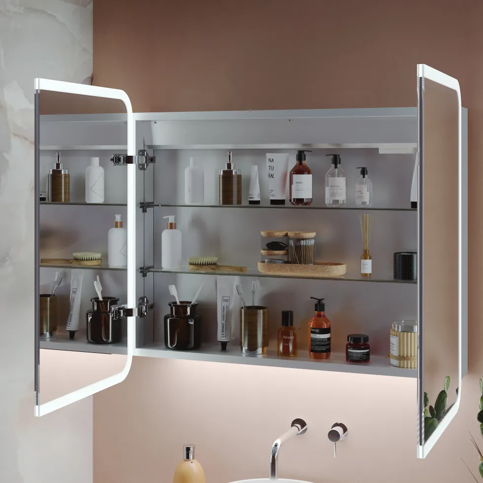 Harbour Design LED Mirrored Cabinet with Demister Pad & Shaver Socket - 800 x 700mm