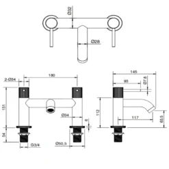 Harbour Fluted Deck Mounted Bath Shower Mixer Tap