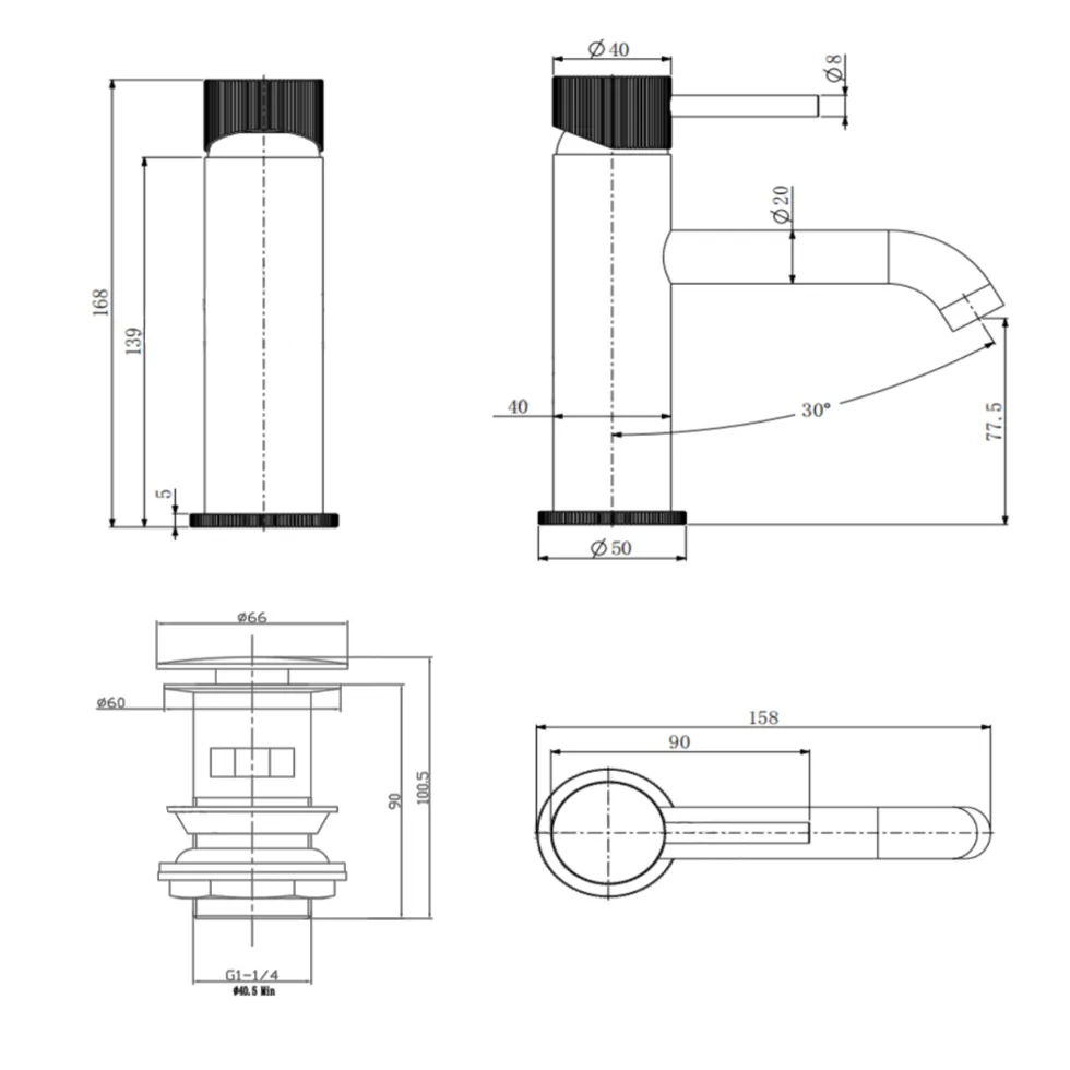 Harbour Fluted Mono Basin Mixer Tap & Waste