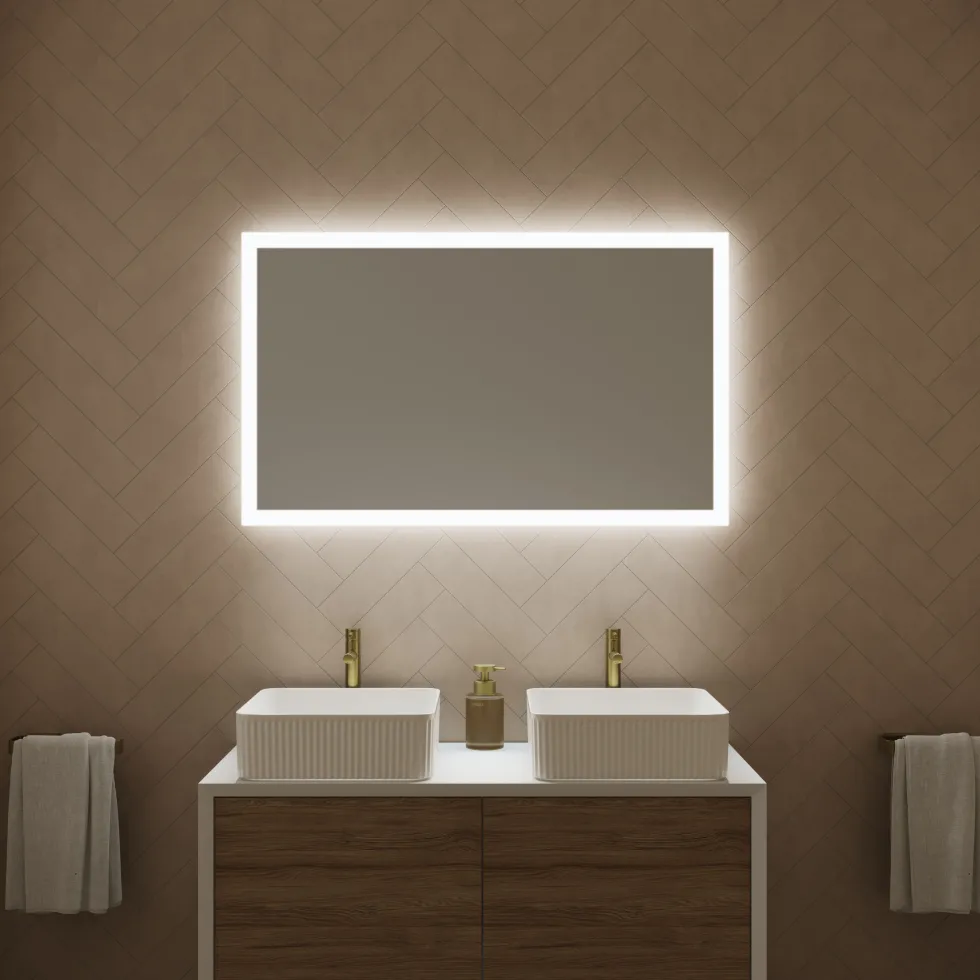 Harbour Glow LED Mirror with Demister Pad & Shaver Socket - 1000 x 600mm