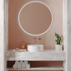 Harbour Glow Round LED Bathroom Mirror with Demister Pad & Colour Change Lights- 800mm