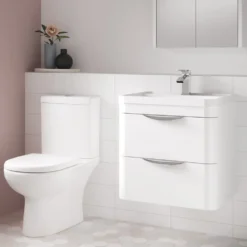 Harbour Grace 600mm Wall Mounted Vanity Unit with Polymarble Basin - White Gloss