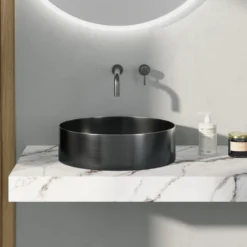Harbour Gunmetal Round PVD Countertop Basin with Waste - 377mm