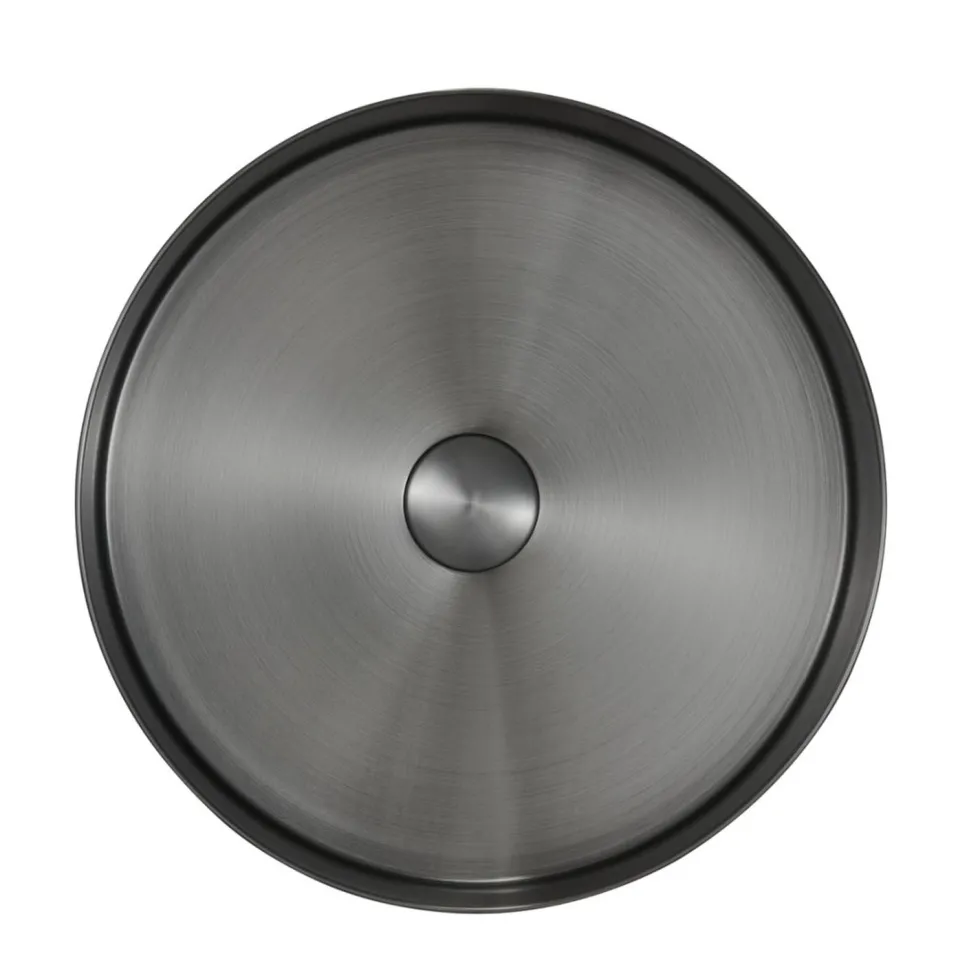 Harbour Gunmetal Round PVD Countertop Basin with Waste - 377mm