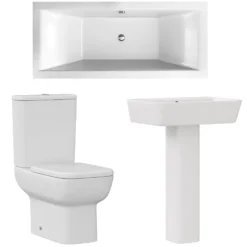Harbour Icon Bathroom Suite with Rimless Toilet & Double Ended Bath