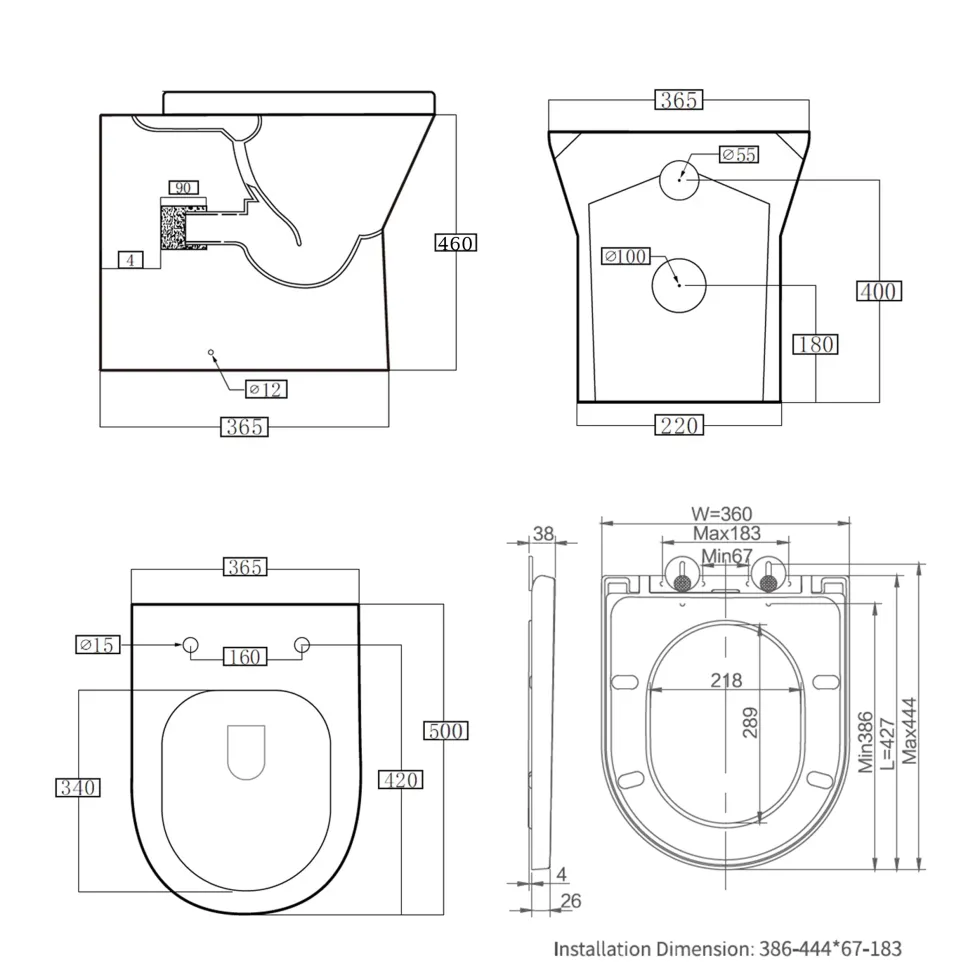 Harbour Identity Comfort Height Rimless Back to Wall Toilet & Soft Close Seat