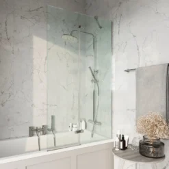 Harbour i6 Easy Clean Chrome Hinged Bath Screen with Fixed Inline Panel - 1500 x 875m
