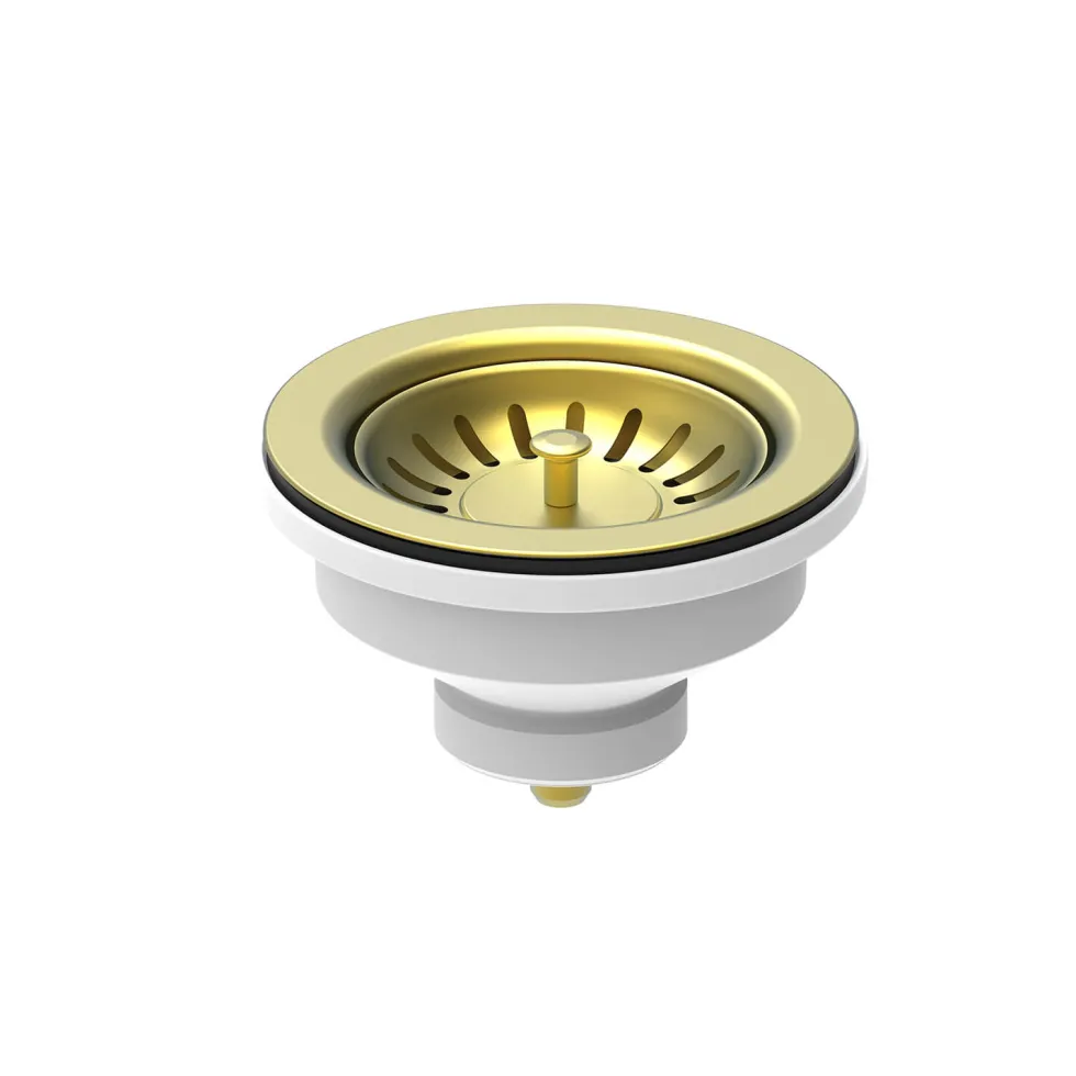 Harbour 90mm PVD Brushed Brass Basket Strainer Kitchen Sink Waste