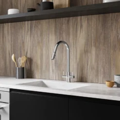 Harbour Pro Twin Lever Mono Pull Out Spray Kitchen Mixer Tap - Polished Chrome