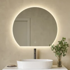 Harbour Segment LED Illuminated Mirror with Demister Pad & Colour Change Lights - 800 x 700mm