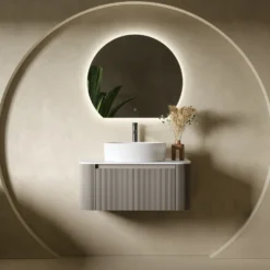 Harbour Segment LED Illuminated Mirror with Demister Pad & Colour Change Lights - 800 x 700mm
