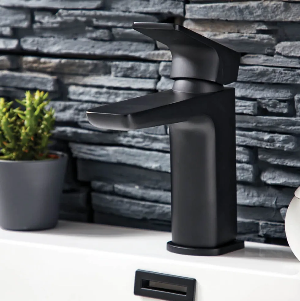 Harbour Status Basin Mixer Tap & Waste - Matt Black